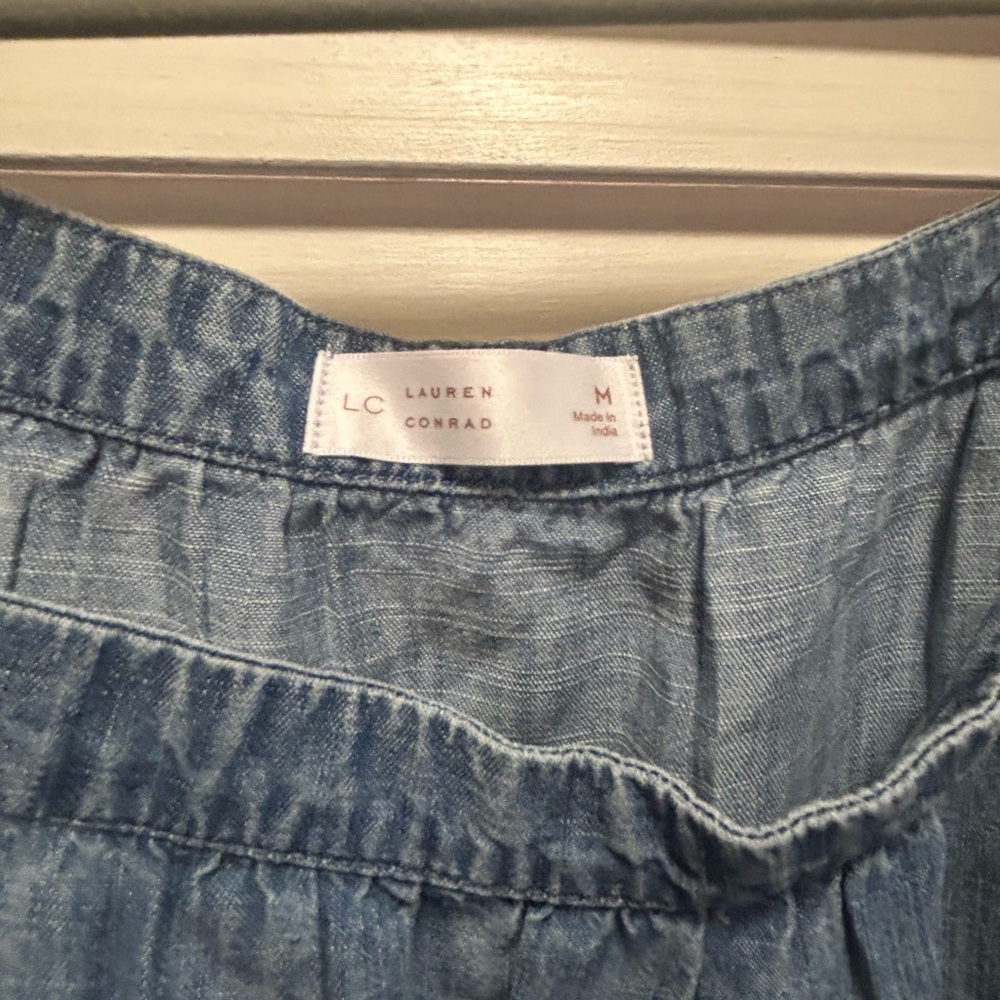 LC Lauren Conrad Light Blue Denim Blouse - Picture 2 of 4